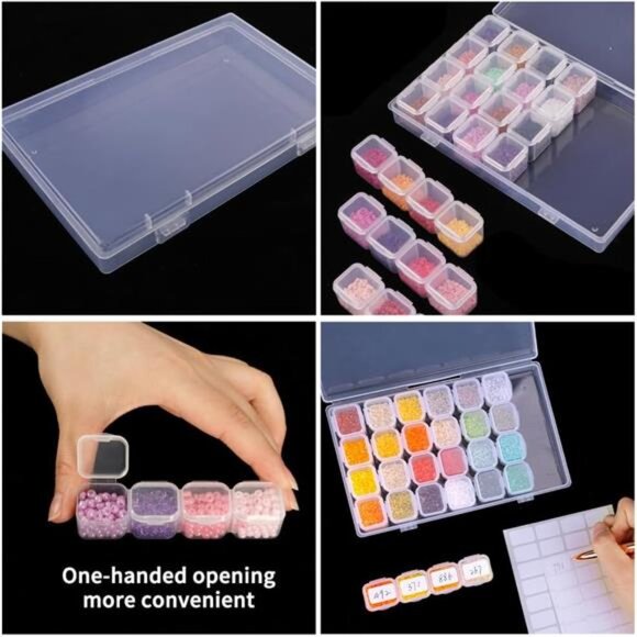 Slots 6pcs 28 Grids Diamond Painting Boxes Plastic Organizer, Bead Organizer - Picture 3 of 7